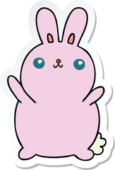 sticker of a quirky hand drawn cartoon rabbit
