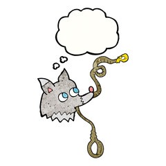 thought bubble textured cartoon dog with leash
