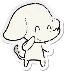 distressed sticker of a cute cartoon elephant
