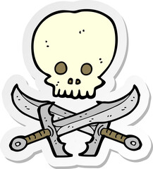 sticker of a skull and swords symbol