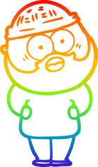 rainbow gradient line drawing cartoon surprised bearded man