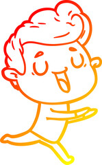 warm gradient line drawing happy cartoon man