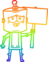 rainbow gradient line drawing cartoon robot