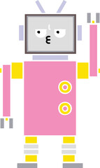 flat color retro cartoon robot