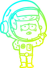 cold gradient line drawing cartoon tired astronaut