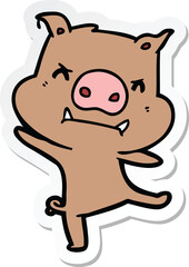 sticker of a angry cartoon pig