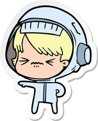 sticker of a angry cartoon space girl