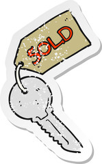 retro distressed sticker of a cartoon new house key