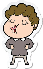 sticker of a cartoon man singing
