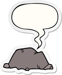 cartoon rock and speech bubble sticker