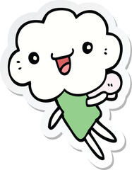 sticker of a cartoon cloud head creature