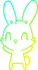 cold gradient line drawing cute cartoon rabbit