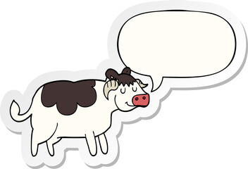 cartoon cow and speech bubble sticker