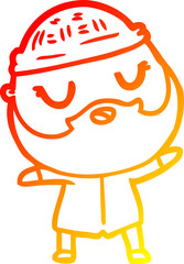 warm gradient line drawing cartoon man with beard