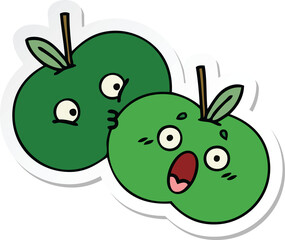sticker of a cute cartoon apples