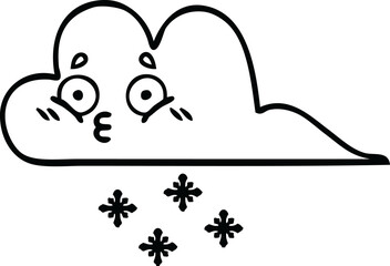 line drawing cartoon snow cloud