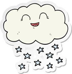 sticker of a cartoon cloud snowing
