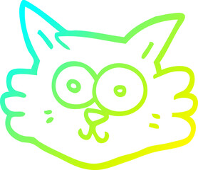 cold gradient line drawing cartoon cat face