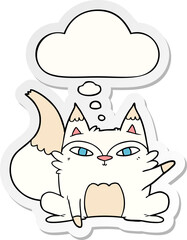 cartoon arctic fox and thought bubble as a printed sticker
