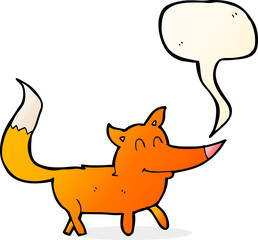 cartoon little fox with speech bubble