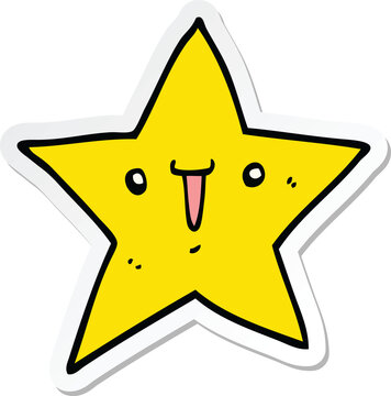 sticker of a cute cartoon star