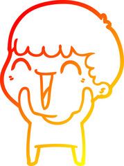 warm gradient line drawing cartoon happy man