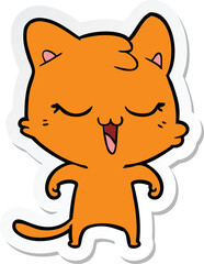 Obraz na płótnie Canvas sticker of a happy cartoon cat
