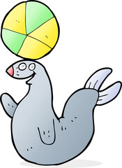 cartoon seal balancing ball