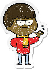 distressed sticker of a cartoon annoyed man
