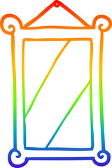 rainbow gradient line drawing framed old mirror