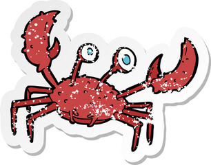 retro distressed sticker of a cartoon crab