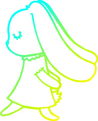 cold gradient line drawing cute cartoon rabbit