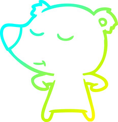 cold gradient line drawing happy cartoon polar bear