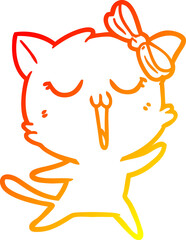 warm gradient line drawing cartoon cat
