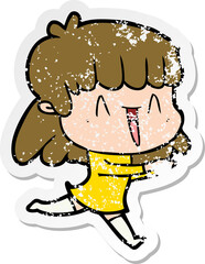 distressed sticker of a cartoon woman