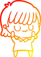 warm gradient line drawing cartoon woman