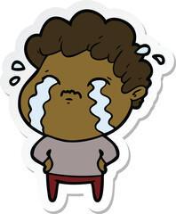 sticker of a cartoon man crying