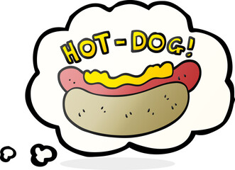 thought bubble cartoon hotdog