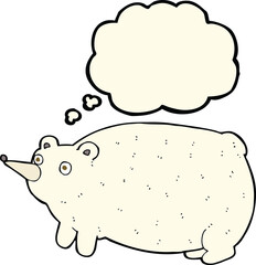 funny cartoon bear with thought bubble