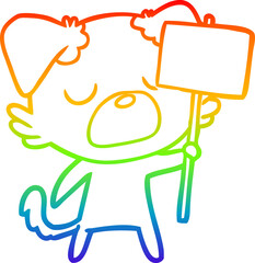 rainbow gradient line drawing cartoon dog