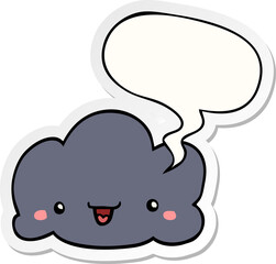 cute cartoon cloud and speech bubble sticker