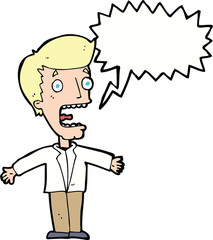 cartoon screaming man with speech bubble
