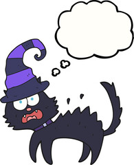 thought bubble cartoon scared black cat