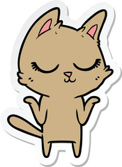 Obraz na płótnie Canvas sticker of a calm cartoon cat