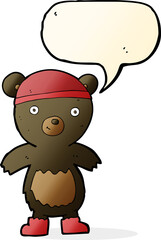 cartoon cute black bear with speech bubble