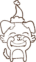 Christmas Dog Charcoal Drawing