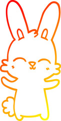 warm gradient line drawing cute cartoon rabbit
