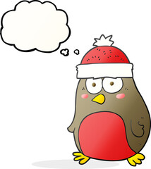thought bubble cartoon christmas robin