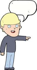cartoon pointing man with speech bubble