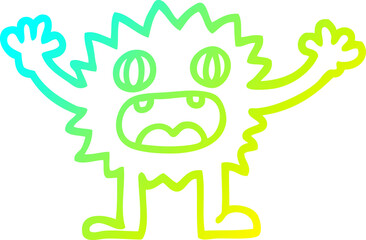 cold gradient line drawing cartoon funny furry monster